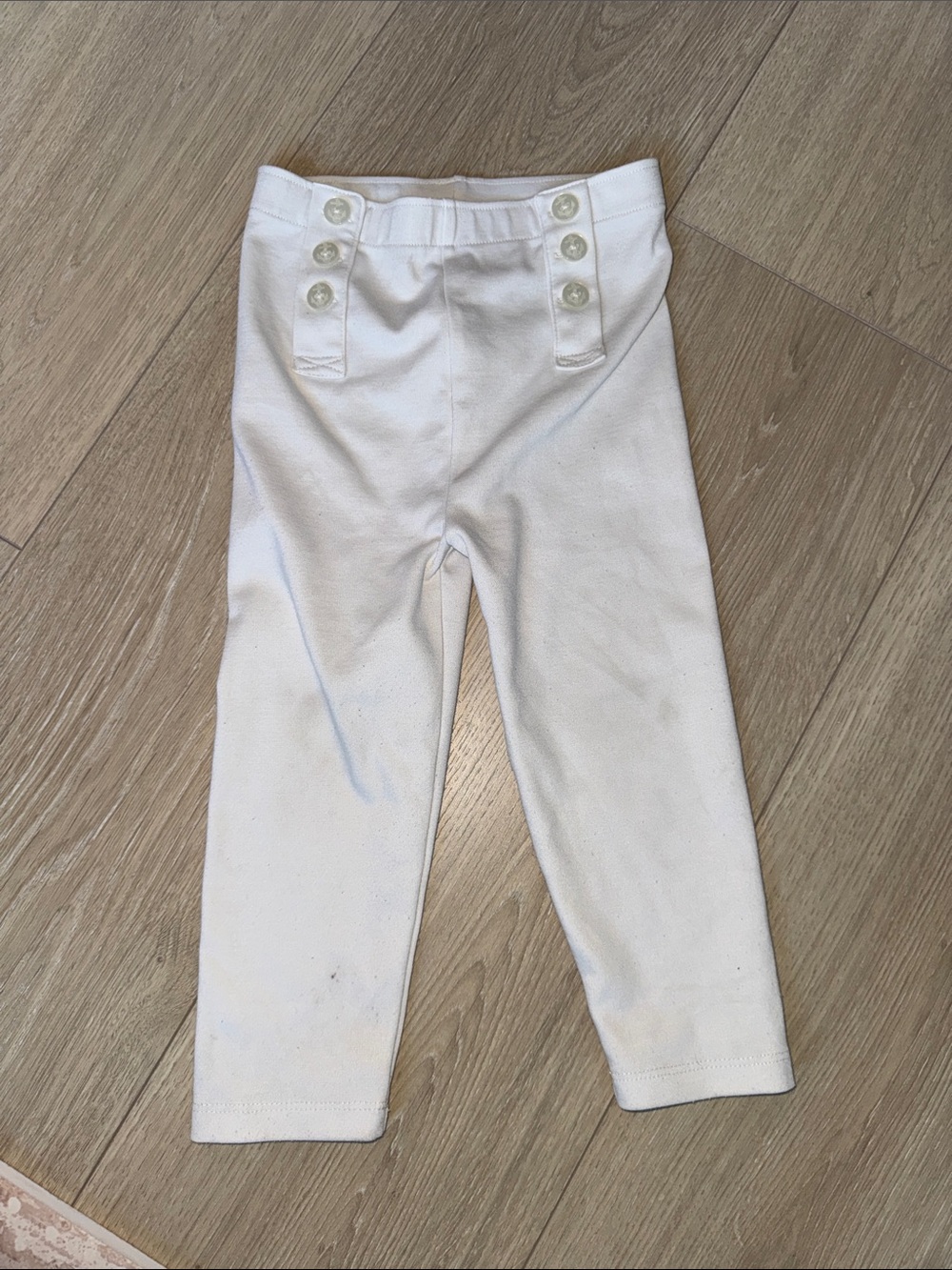 Ralph Lauren White Button-Accent Girls Leggings